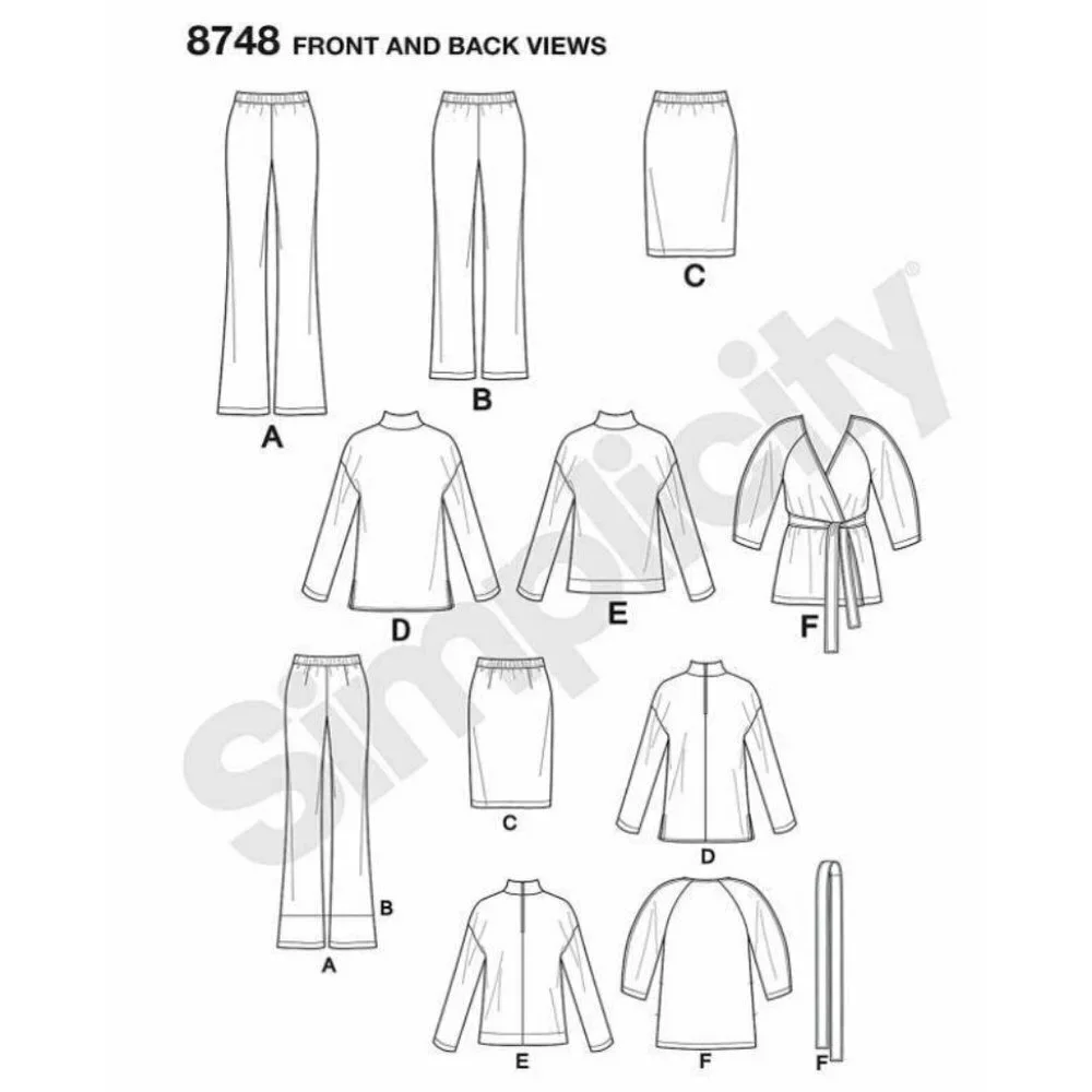 Simplicity Sewing Pattern‎ 8748 Sweater Jacket Pants Skirt Misses Petite 6-14